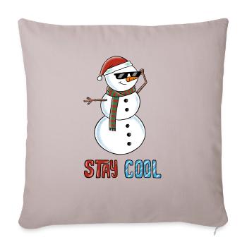 Christmas Snowman Cool - Throw Pillow Cover 17.5” x 17.5” - light taupe - Front