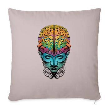 Abstract Mind - Throw Pillow Cover 17.5” x 17.5” - light taupe - Front