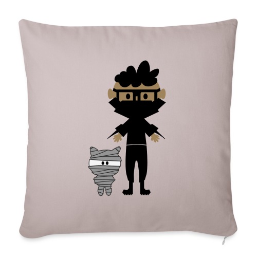 Silly Ninja Boy and His Mummy - Throw Pillow Cover 17.5” x 17.5”
