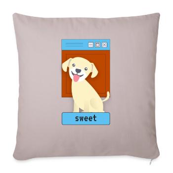 Sweet funny little dog on a web page. - Throw Pillow Cover 17.5” x 17.5” - light taupe - Front
