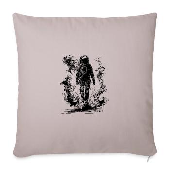 Vintager Astronaut Walks In The Nebula Moonlight - Throw Pillow Cover 17.5” x 17.5” - light taupe - Front