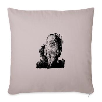 Vintager Astronaut Walks In The Moondust Nebula - Throw Pillow Cover 17.5” x 17.5” - light taupe - Front