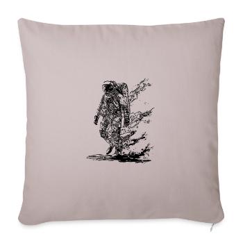 Astronaut In Solar Storm Moondust Nebula - Throw Pillow Cover 17.5” x 17.5” - light taupe - Front