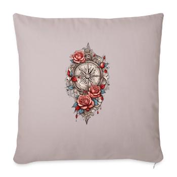 Rose Compass Elegance Collection - Throw Pillow Cover 17.5” x 17.5” - light taupe - Front