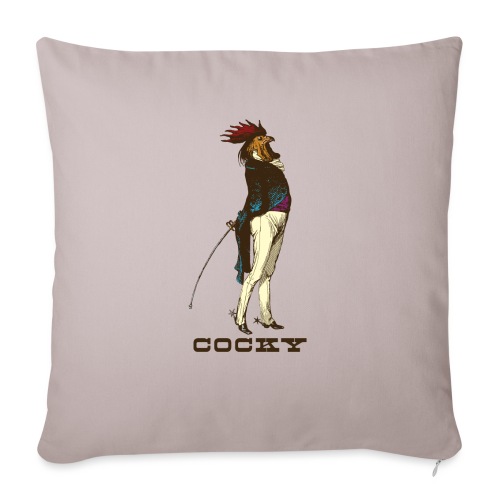 Cocky the Vintage Rooster Chicken - color - Throw Pillow Cover 17.5” x 17.5”
