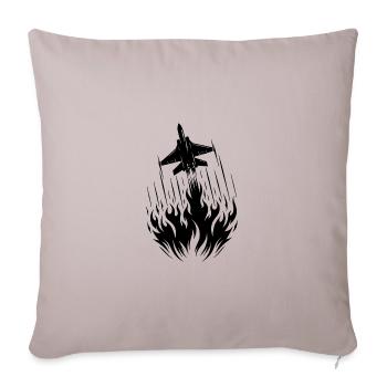 Fighter Jet Model Airplane Fire Flames Flight - Throw Pillow Cover 17.5” x 17.5” - light taupe - Front