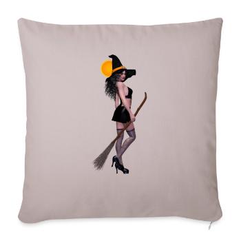 Beach Witch - Throw Pillow Cover 17.5” x 17.5” - light taupe - Front