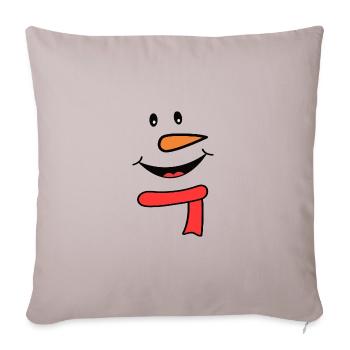Snowman Face With Scarf - Throw Pillow Cover 17.5” x 17.5” - light taupe - Front