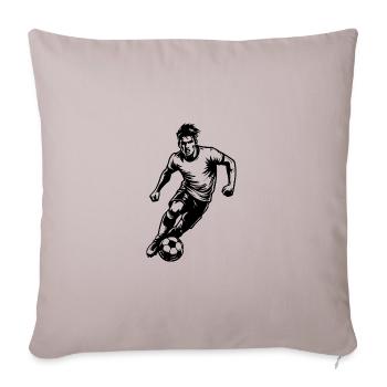 Fast Soccer Player With The Ball In Attack - Throw Pillow Cover 17.5” x 17.5” - light taupe - Front