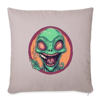 smoking Alien - Throw Pillow Cover 17.5” x 17.5” - light taupe - Front