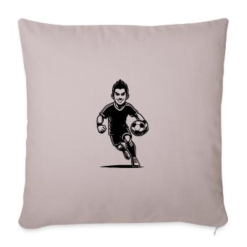 Sporty Soccer Player With Ball - Throw Pillow Cover 17.5” x 17.5” - light taupe - Front