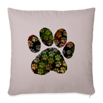 Camo Paw (forest) - Throw Pillow Cover 17.5” x 17.5” - light taupe - Front