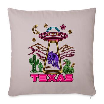 Neon Texas Armadillo UFO - Throw Pillow Cover 17.5” x 17.5” - light taupe - Front