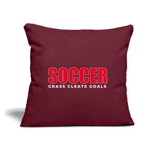 Soccer Grass Cleats Goals Typography Design - Throw Pillow Cover 17.5” x 17.5”