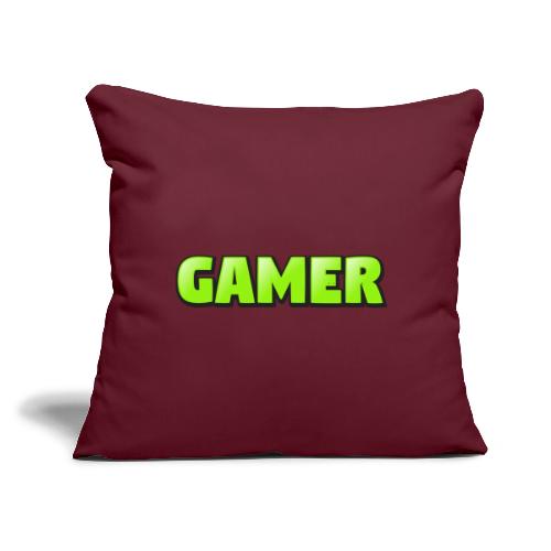 Gamer Neon Green Gaming Logo Design - Throw Pillow Cover 17.5” x 17.5”