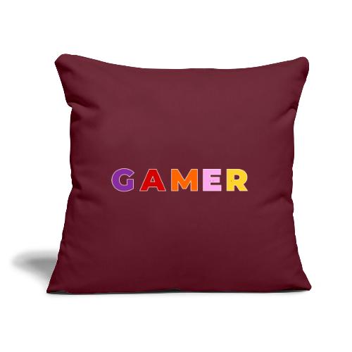 Multicolor GAMER Typography Design - Throw Pillow Cover 17.5” x 17.5”
