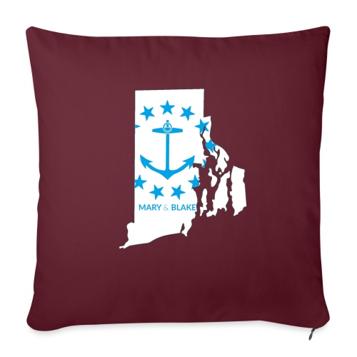 Mary And Blake Logo - RI Map - Throw Pillow Cover 17.5” x 17.5”