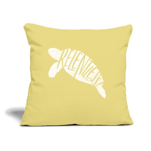 Relentless Turtle, White - Throw Pillow Cover 17.5” x 17.5”