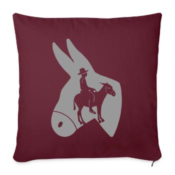 Donkey and Farmer - Throw Pillow Cover 17.5” x 17.5” - burgundy - Front