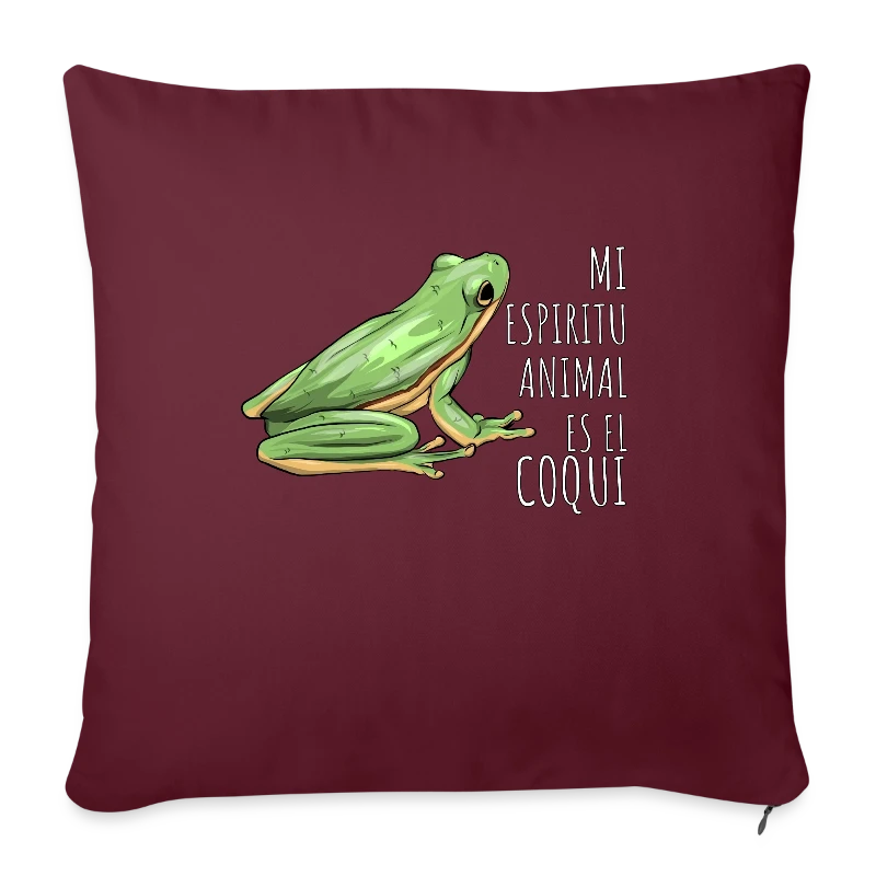 Mi Espiritu Animal es el Coqui Boricua Puerto Rico - Throw Pillow Cover 17.5” x 17.5”