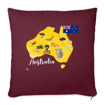 Australia - Throw Pillow Cover 17.5” x 17.5” - burgundy - Front
