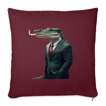 Alligator relaxing after work - Throw Pillow Cover 17.5” x 17.5” - burgundy - Front