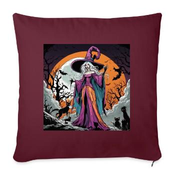 Enchanted Night Witch - Throw Pillow Cover 17.5” x 17.5” - burgundy - Front