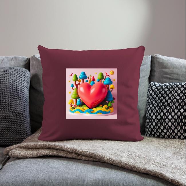 Big red heart, surrounded by landscape, nature