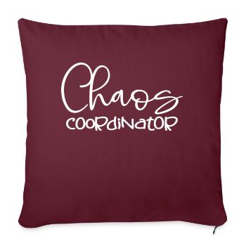 Chaos Coordinator Mom - Throw Pillow Cover 17.5” x 17.5” - burgundy - Front