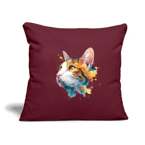 Cat: Feline Ink Burst - Throw Pillow Cover 17.5” x 17.5”