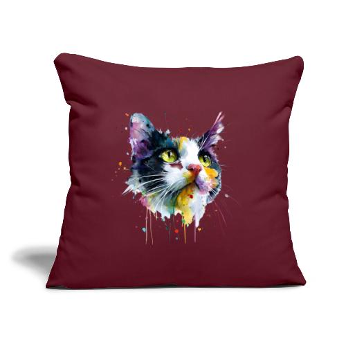 Cat: Painted Purr Expression - Throw Pillow Cover 17.5” x 17.5”