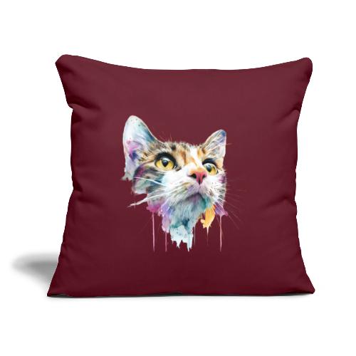 Chromatic Cat Splash - Throw Pillow Cover 17.5” x 17.5”