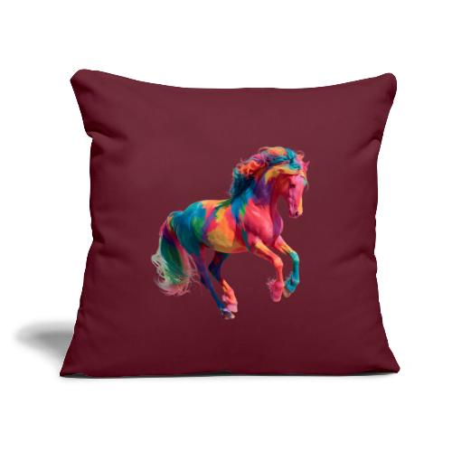 Colorful Paint Splatter Horse Art - Throw Pillow Cover 17.5” x 17.5”