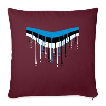 Estonia white black blue drop graffiti brushstroke - Throw Pillow Cover 17.5” x 17.5” - burgundy - Front