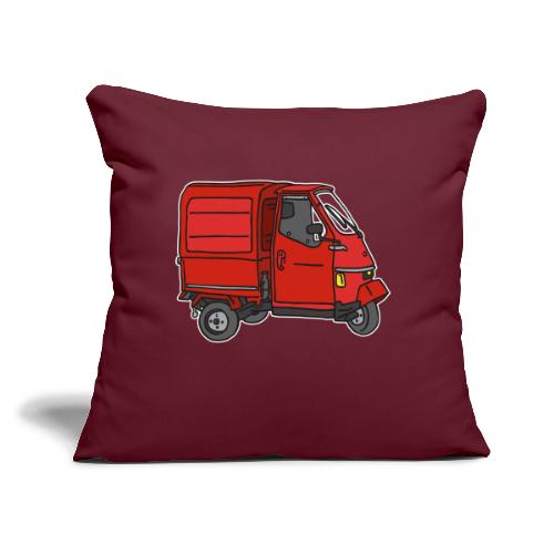 Red tricycle transporter, old three-wheeled van - Throw Pillow Cover 17.5” x 17.5”