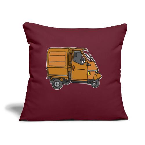Orange tricycle transporter, old three-wheeled van - Throw Pillow Cover 17.5” x 17.5”