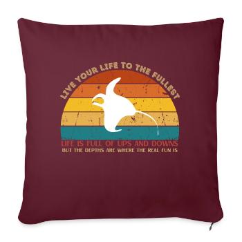 Embrace Life's Depths: Thrill in Ups and Downs - Throw Pillow Cover 17.5” x 17.5” - burgundy - Front