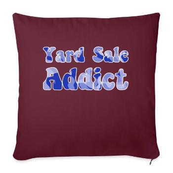 Yard Sale Addict blue camo - Throw Pillow Cover 17.5” x 17.5” - burgundy - Front