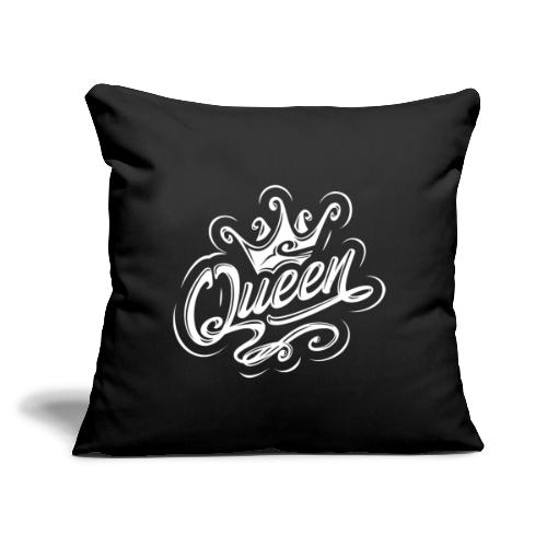 Queen With Crown, Typography Design - Throw Pillow Cover 17.5” x 17.5”