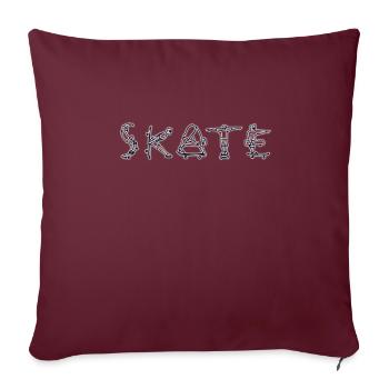 SKATE - Throw Pillow Cover 17.5” x 17.5” - burgundy - Front