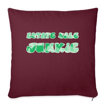 Estate Sale Junkie green camo - Throw Pillow Cover 17.5” x 17.5” - burgundy - Front