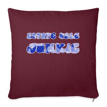 Estate Sale Junkie blue camo - Throw Pillow Cover 17.5” x 17.5” - burgundy - Front