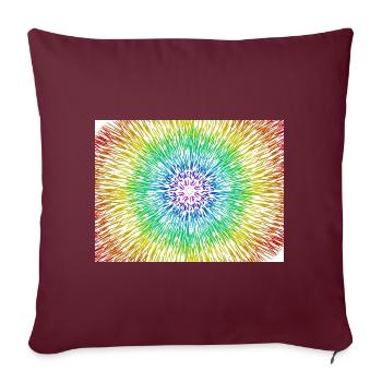 Rainbow Radial Tie Dye Burst - Throw Pillow Cover 17.5” x 17.5” - burgundy - Front