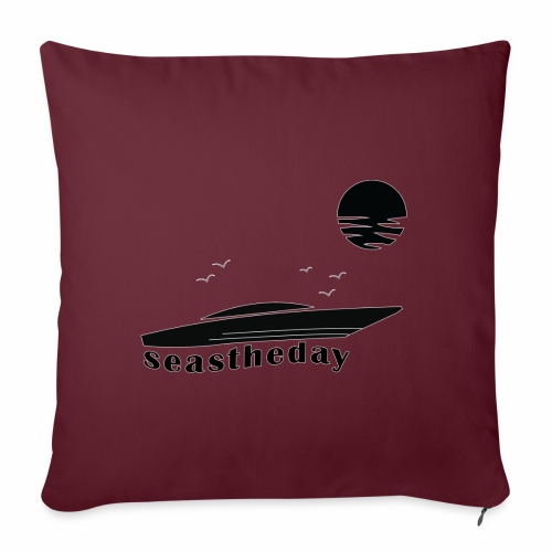 Seas the Day Maritime Speedboat Powerboat Boater. - Throw Pillow Cover 17.5” x 17.5”