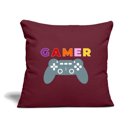 Colorful Gamer Controller Graphic - Throw Pillow Cover 17.5” x 17.5”