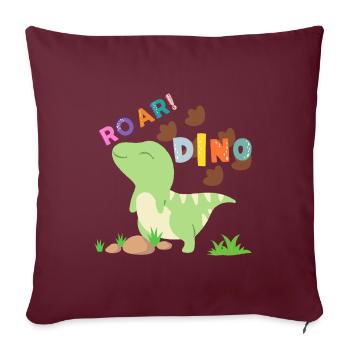 Dino Delight Jurassic Power Dinosaurus Fun - Throw Pillow Cover 17.5” x 17.5” - burgundy - Front