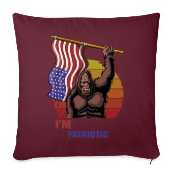 Bigfoot Patriotic America Flag - Throw Pillow Cover 17.5” x 17.5” - burgundy - Front