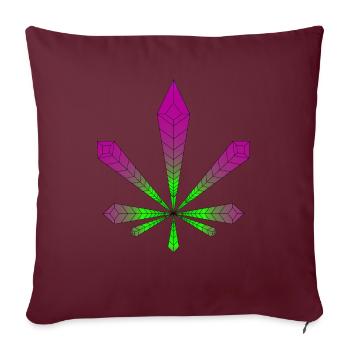RADIATING LEAF - Throw Pillow Cover 17.5” x 17.5” - burgundy - Front