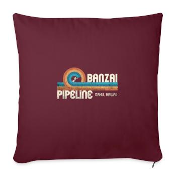 Banzai Pipeline 80'S Graphic North Shore Hawaii Gi - Throw Pillow Cover 17.5” x 17.5” - burgundy - Front