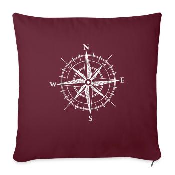 Hand Drawn Styled Compass Rose Nautical Zip Gift T - Throw Pillow Cover 17.5” x 17.5” - burgundy - Front